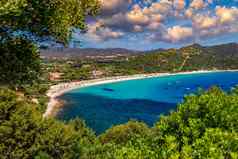 校园海滩villasimius撒丁岛意大利美丽的海岸线校园海滩海滩校园绿松石海撒丁岛意大利