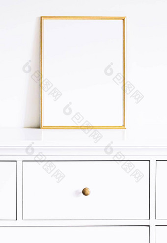 金框架白色家具奢侈品首页装饰设计模型海报打印可打印的艺术在线商店展示