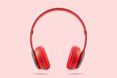 现代设计红色的颜色无线耳机孤立的