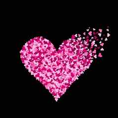 粉红色的心使很多心