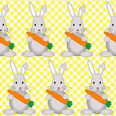 卡通兔子胡萝卜无缝的模式