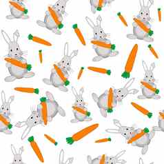 兔子胡萝卜无缝的背景
