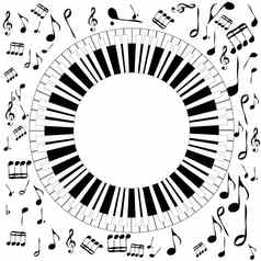 黑色的白色音乐的概念轮计划音乐的笔记符号