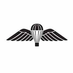 降落伞翅膀伞兵徽章降落伞团英国武装部队军事徽章黑色的白色