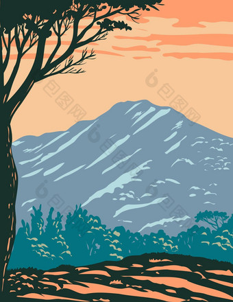 峰山塔马尔派斯山那里位于塔马尔派斯状态公园马林县加州曼联州美国水渍险海报艺术