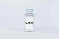 疫苗灯泡玻璃瓶标签孤立的明亮的背景呈现