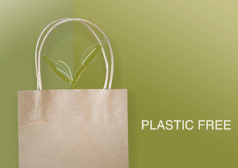 生态纸袋概念绿色背景