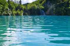 美妙的视图湖泊特湖泊国家公园克罗地亚