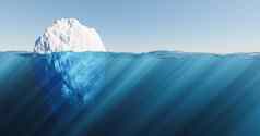 冰山浮动海水晶清晰的