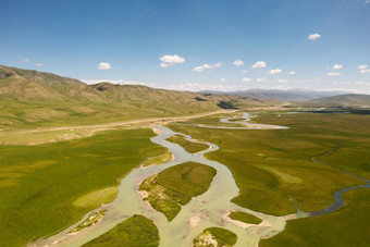 绕组河流梅多斯照片bayinbuluke草原新疆中国