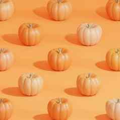 南瓜模式橙色背景广告秋天假期销售渲染