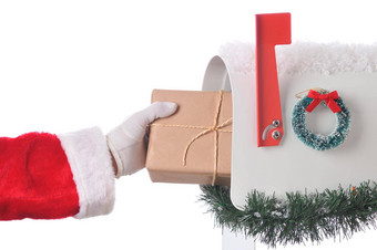 圣诞老人放置包邮箱