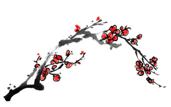 中国人绘画李子开花