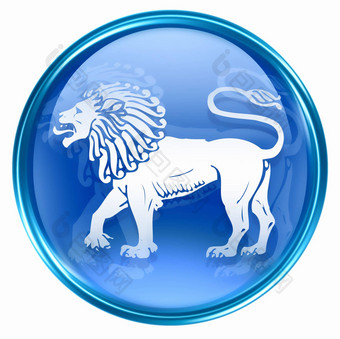 狮子星座按钮图标孤立的白色背景
