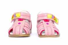 粉红色的孩子的凉鞋