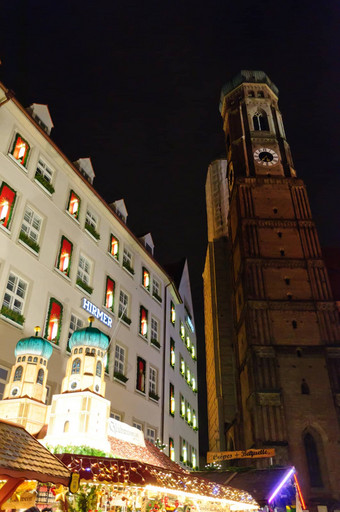 重建圣母教堂圣诞节市场慕尼黑德国