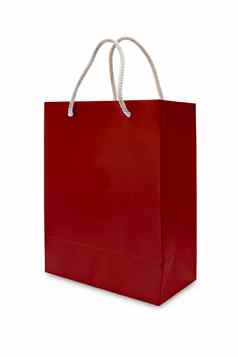 红色的纸购物袋孤立的