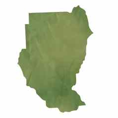 绿色纸地图苏丹