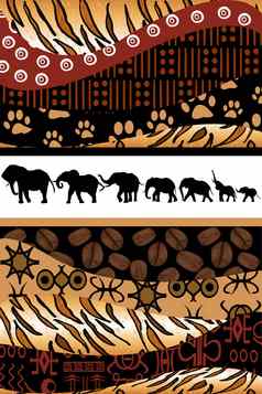 非洲背景使少数民族图案大象剪影