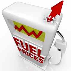 气体价格箭头不断上升的汽油泵