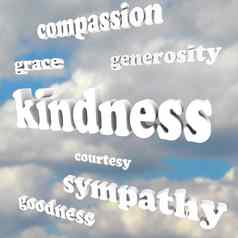 善良单词天空富有同情心的慷慨的背景