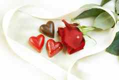 情人节卡巧克力心红色的玫瑰