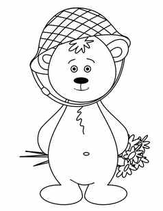泰迪熊头盔花束轮廓