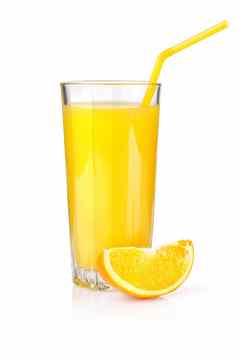 橙色汁玻璃孤立的白色