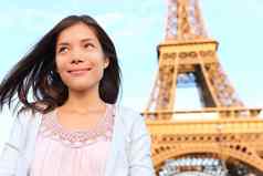 埃菲尔铁塔塔巴黎旅游女人
