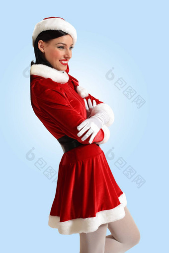 attracive女孩圣诞老人衣服