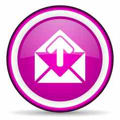 邮件紫罗兰色的光滑的图标白色背景
