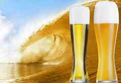 眼镜黄金啤酒大啤酒波
