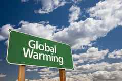 全球气候变暖绿色路标志