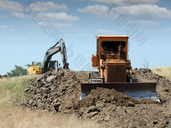 推土机挖掘机路建设