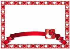 情人节框架红色的心丝带