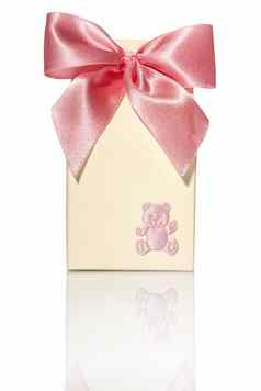 礼物盒子粉红色的丝带熊