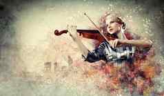 华丽的女人玩小提琴