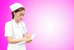 亚洲女护士写作医疗报告
