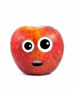 有趣的水果字符红色的苹果白色背景