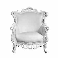 古董白色皮革椅子孤立的白色