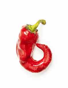 红色的色彩斑斓的新鲜的辣椒胡椒孤立的白色