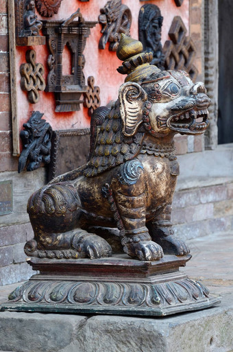 狮子雕像帕坦加德满都谷尼泊尔