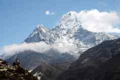 峰会但达布拉姆山珠穆朗玛峰地区尼泊尔