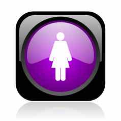 女人黑色的紫罗兰色的广场网络光滑的图标