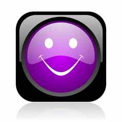 微笑黑色的紫罗兰色的广场网络光滑的图标