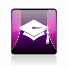 毕业紫罗兰色的广场网络光滑的图标