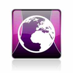 地球紫罗兰色的广场网络光滑的图标