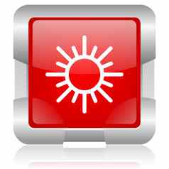 太阳红色的广场网络光滑的图标