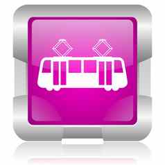 有轨电车粉红色的广场网络光滑的图标