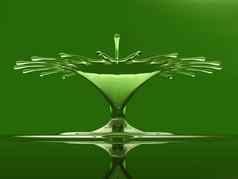 飞溅色彩斑斓的绿色液体滴水皇冠